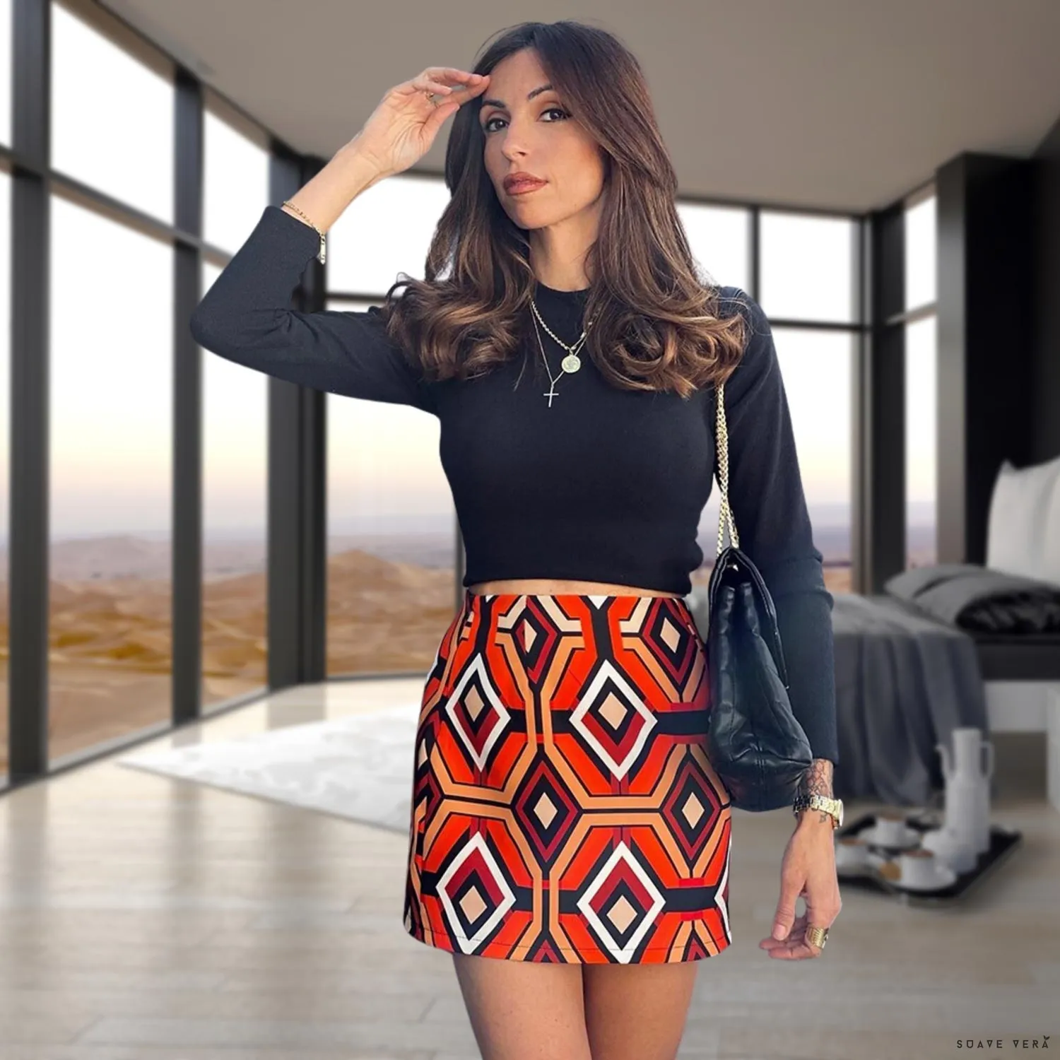 Argyle Printed Mini Skirt