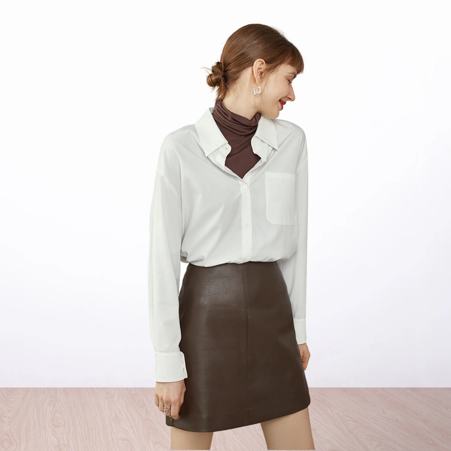 Moxie Brown Leather Skirt