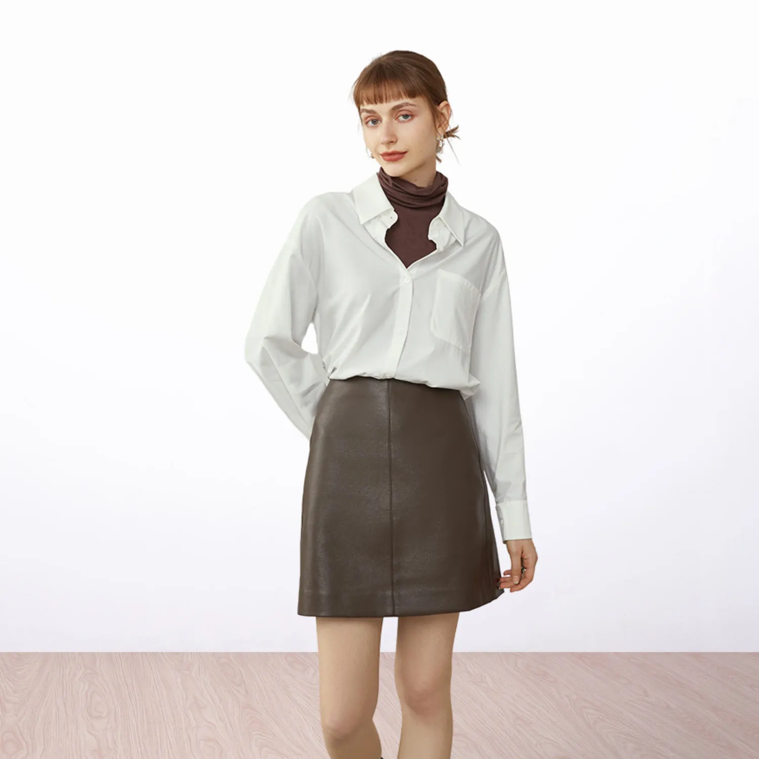 Moxie Brown Leather Skirt