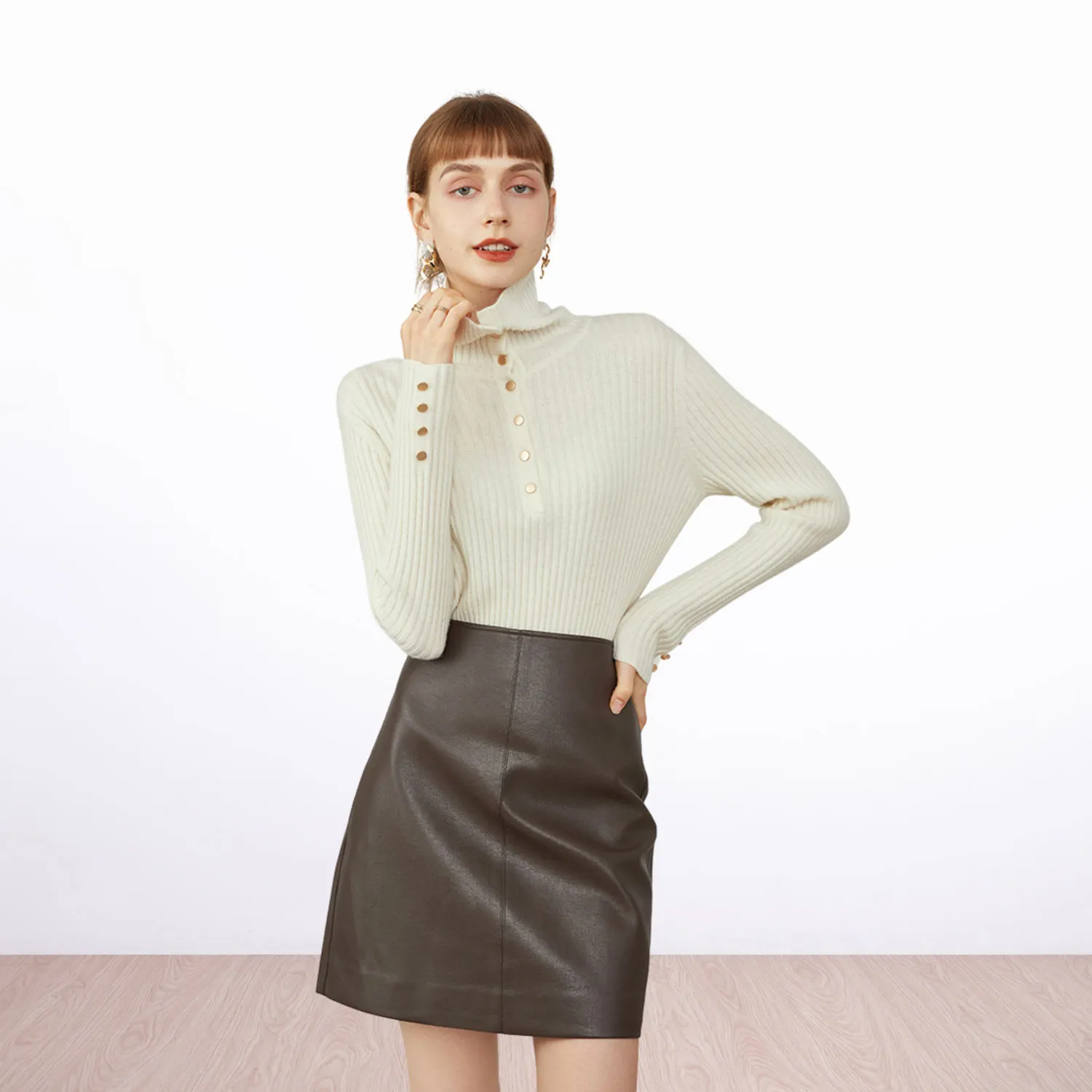 Moxie Brown Leather Skirt
