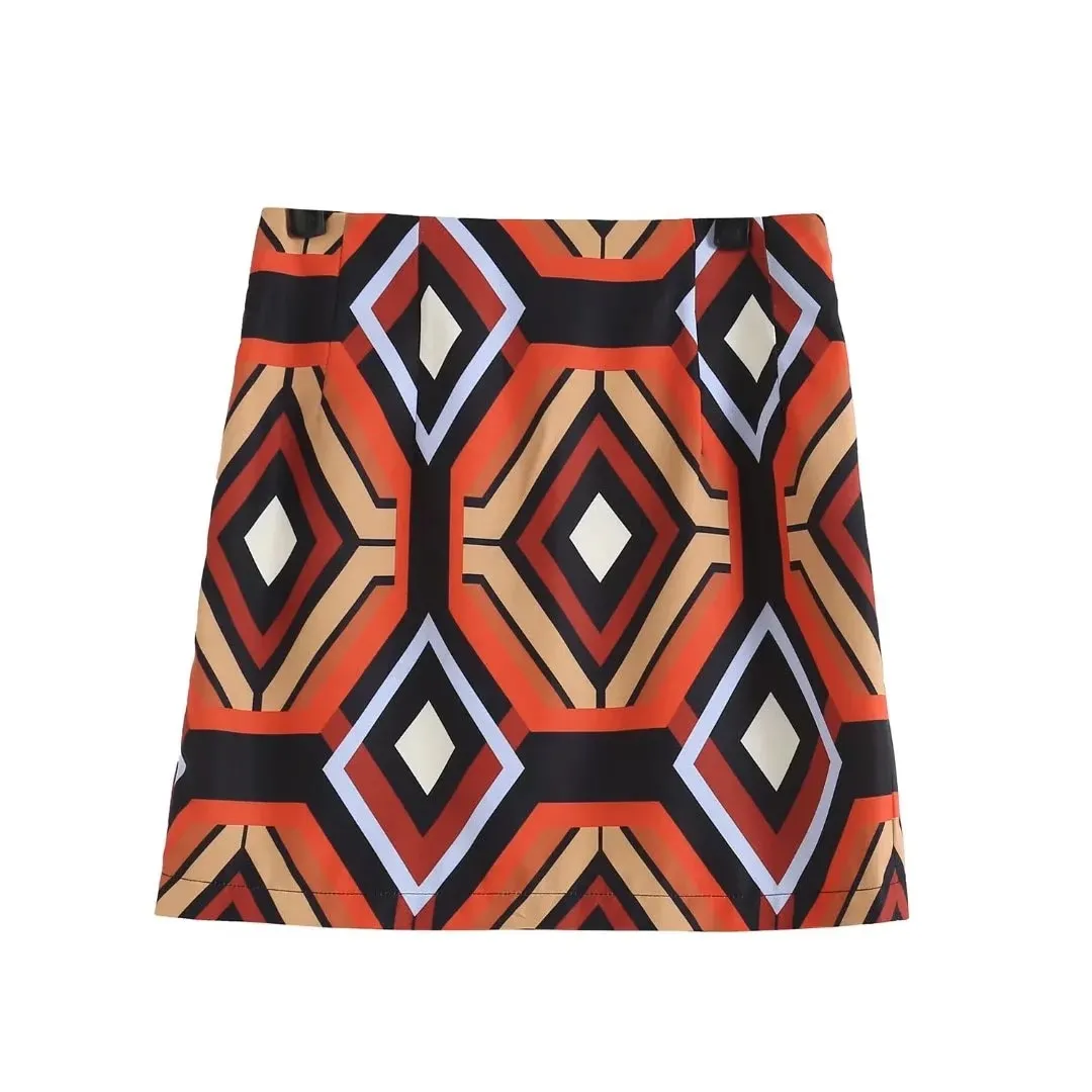 Argyle Printed Mini Skirt