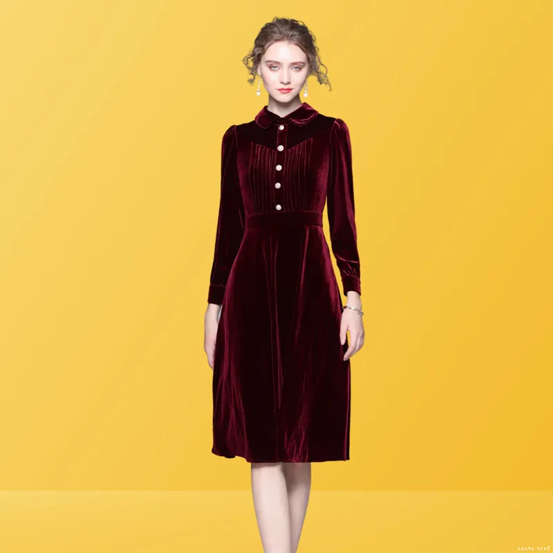 Eura Velvet A-Line Dress