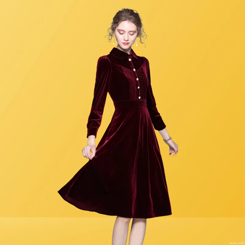 Eura Velvet A-Line Dress