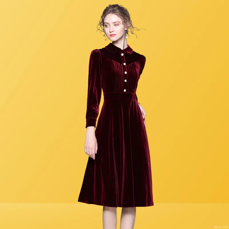 Eura Velvet A-Line Dress