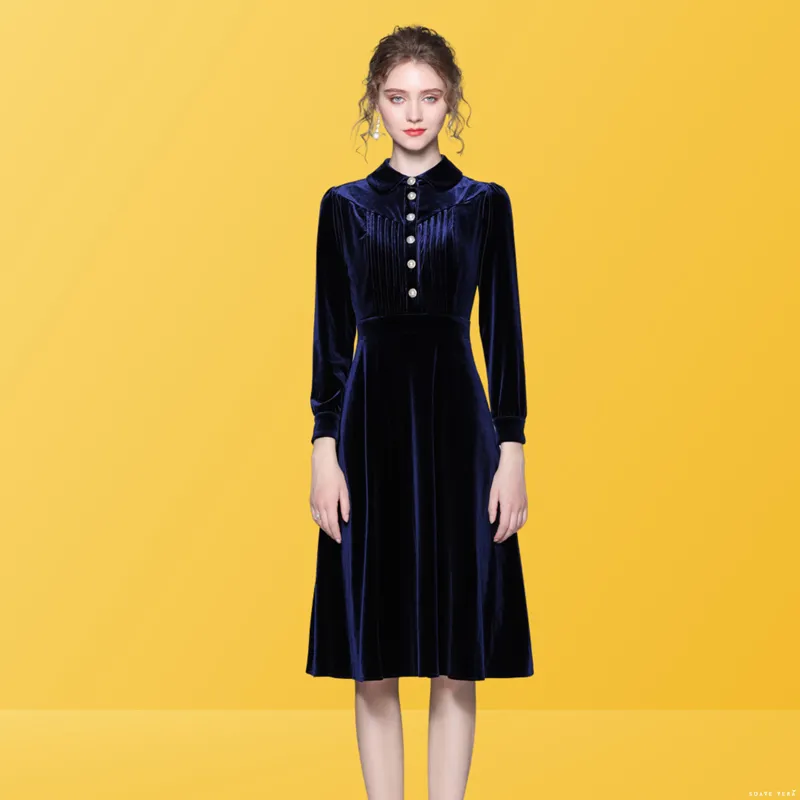 Eura Velvet A-Line Dress