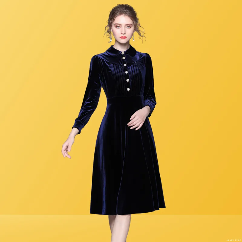 Eura Velvet A-Line Dress