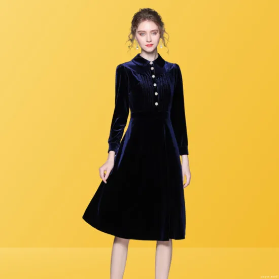 Eura Velvet A-Line Dress
