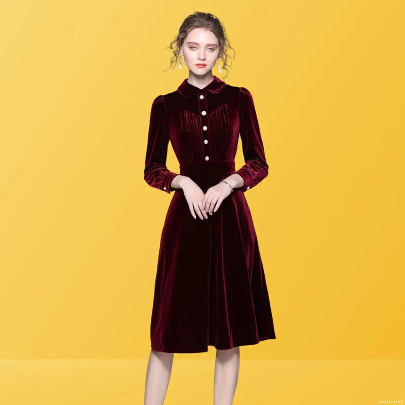 Eura Velvet A-Line Dress