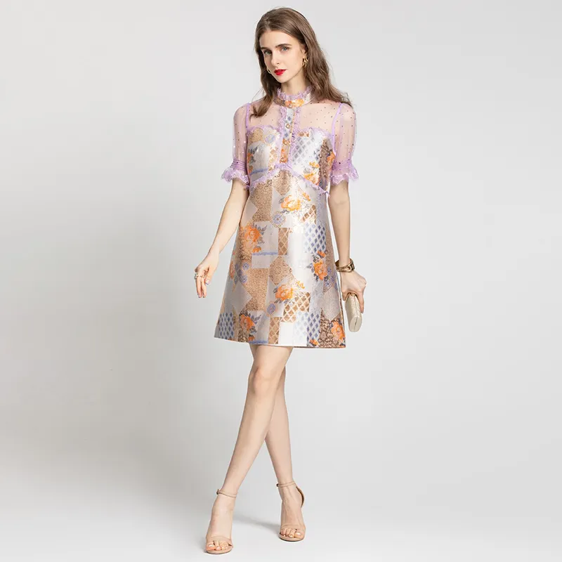 Haley Splicing Jacquard Dress