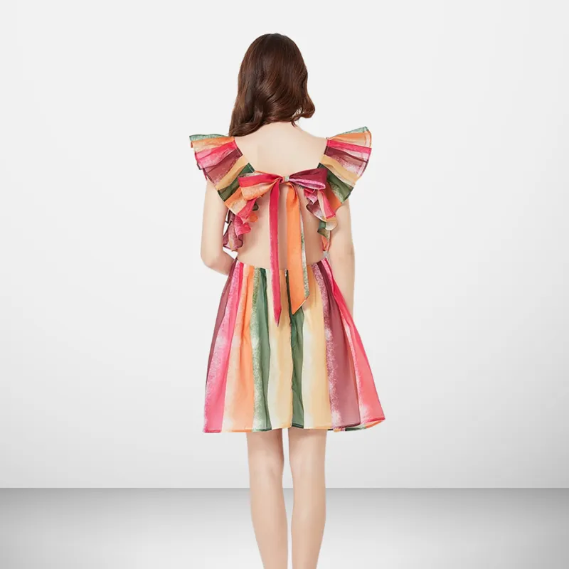 Klio Rainbow Mesh Dress