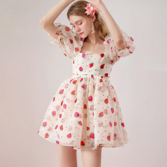 Daphne Strawberry Party Dress