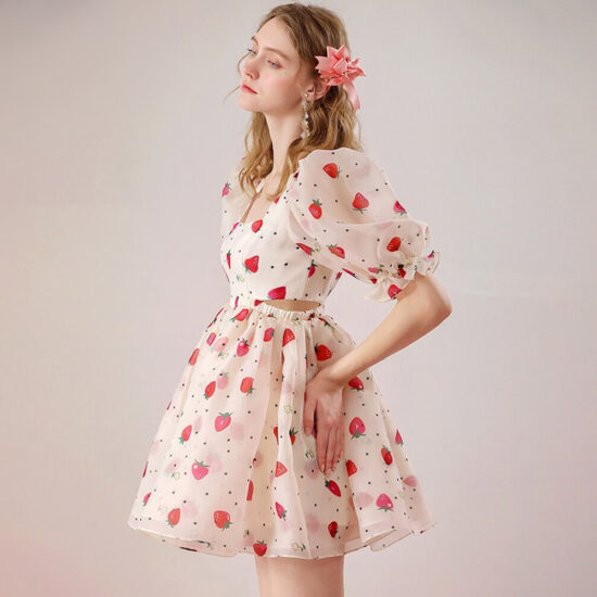 Daphne Strawberry Party Dress