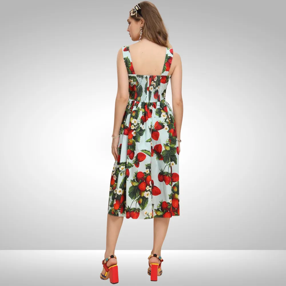 Viki Strawberry Midi Dress