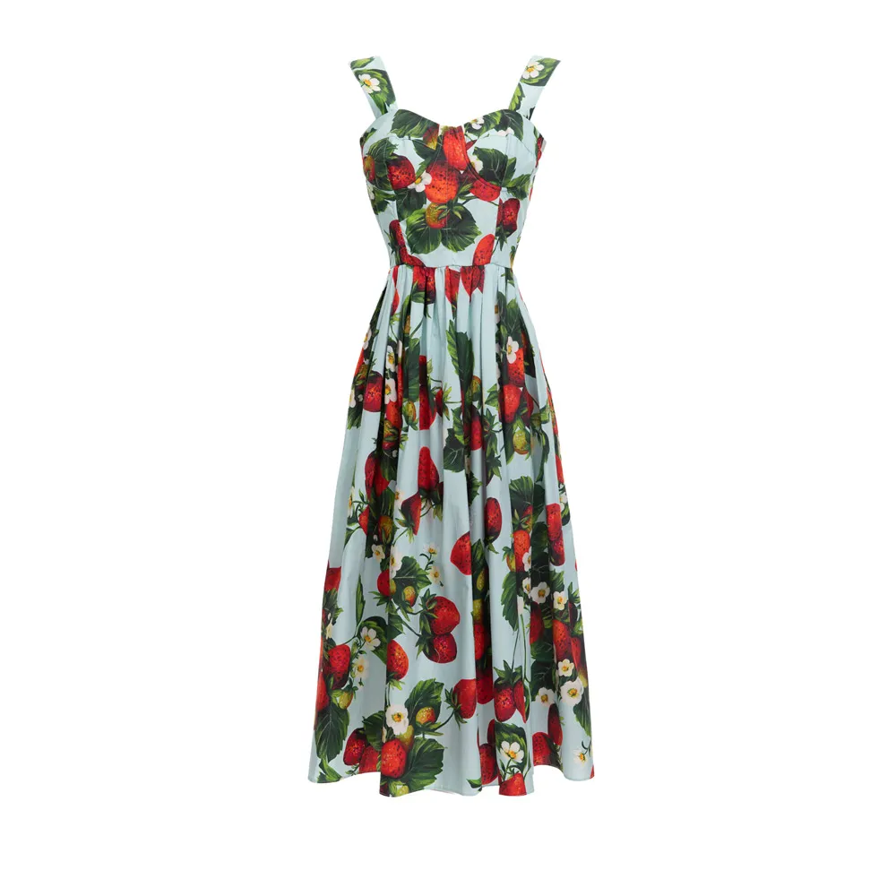 Viki Strawberry Midi Dress